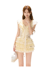 CYNR Lace Ruffle V-Neck Blouse – view 14