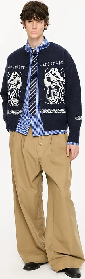 Fair Isle Relaxed Cardigan Sweater
