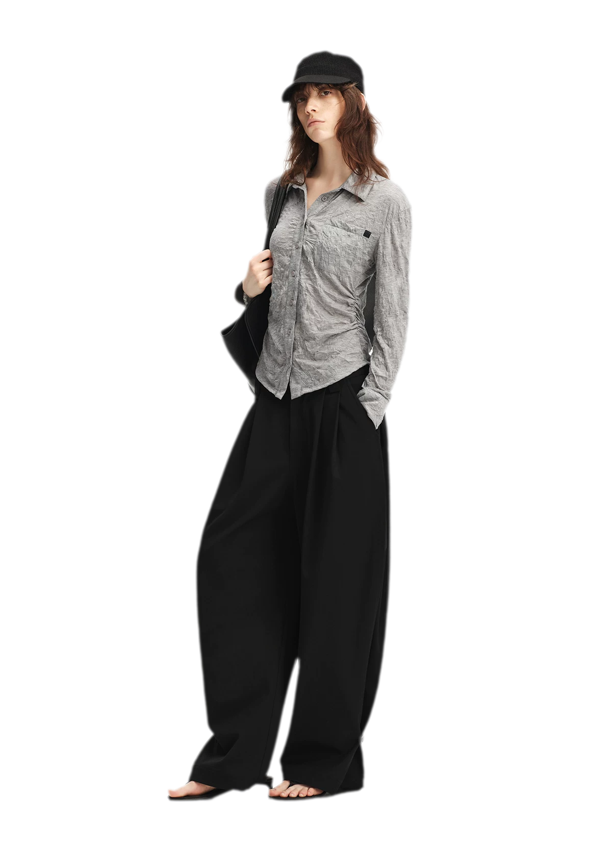 Double Pleat Wide-Leg Suit Pants