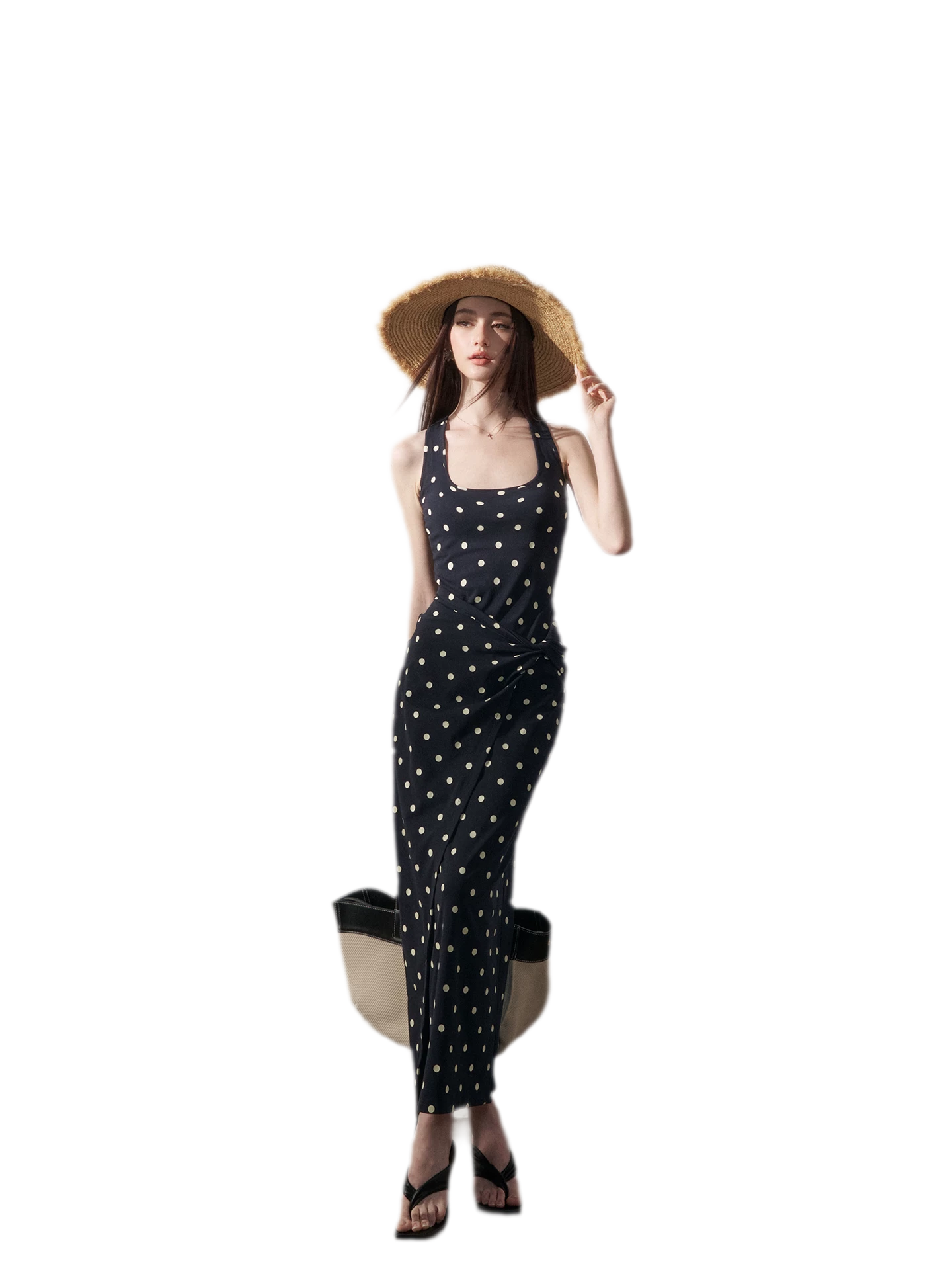 Polka Dot Twist-Knot Dress