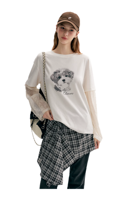 Tencel Cotton Dog Embroidered Tee