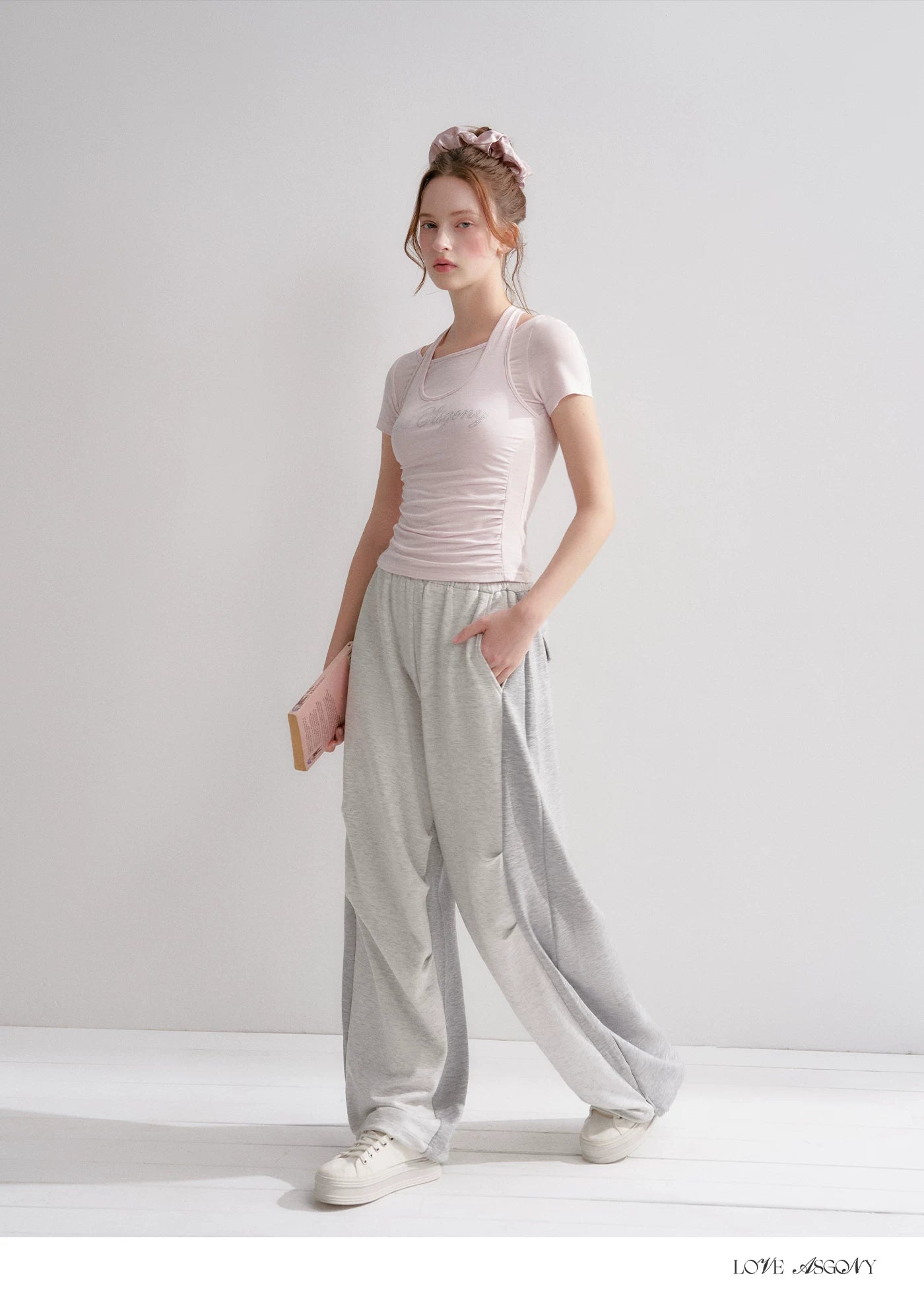Lyocell Colorblock Drawstring Waist Pants