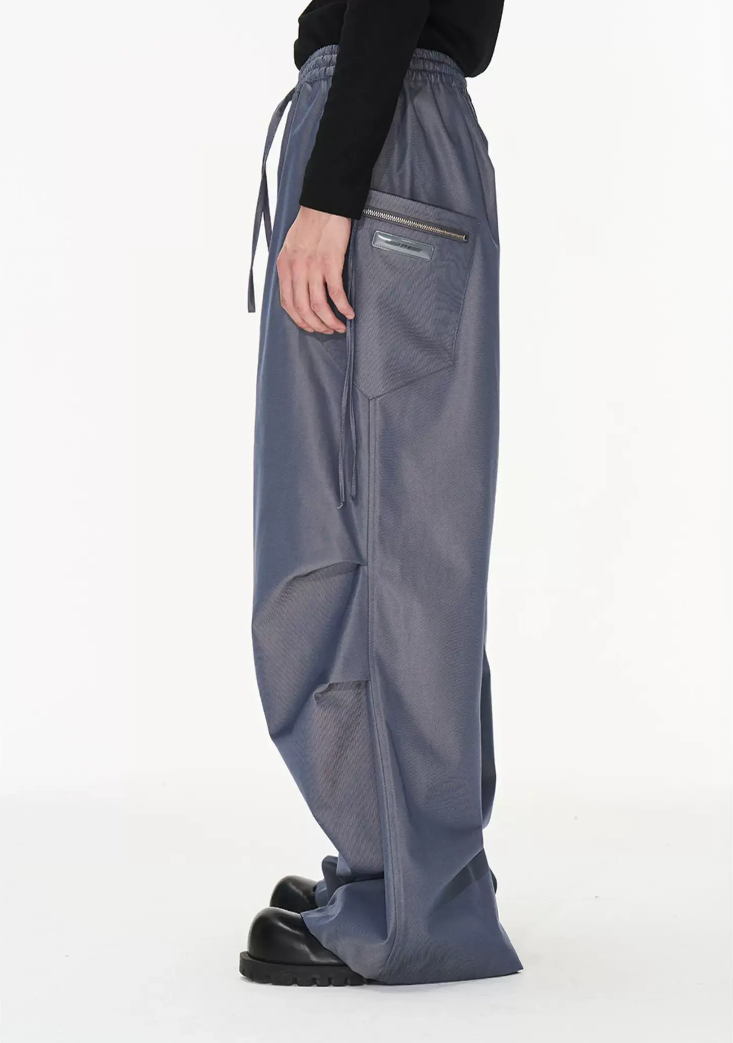 Sculptural Pleated Wide-Leg Trousers
