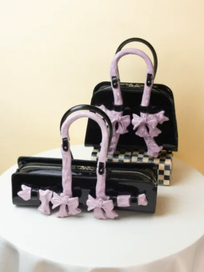 Ceramic Glossy Bow Structured Handbag