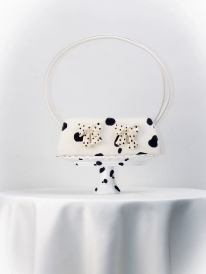 Ceramic Bow Leather Shoulder Bag