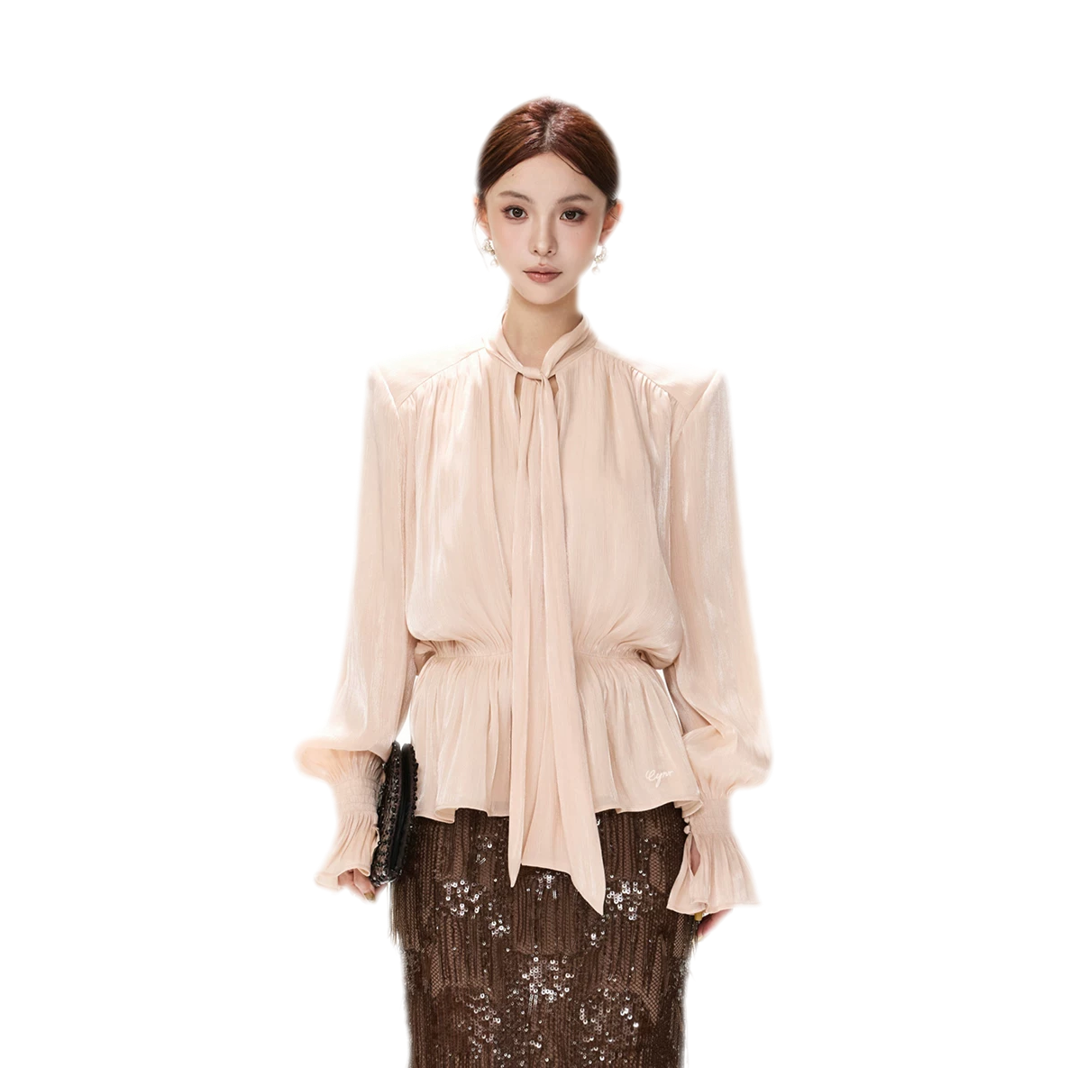 Pearlescent Tie Waist Blouse