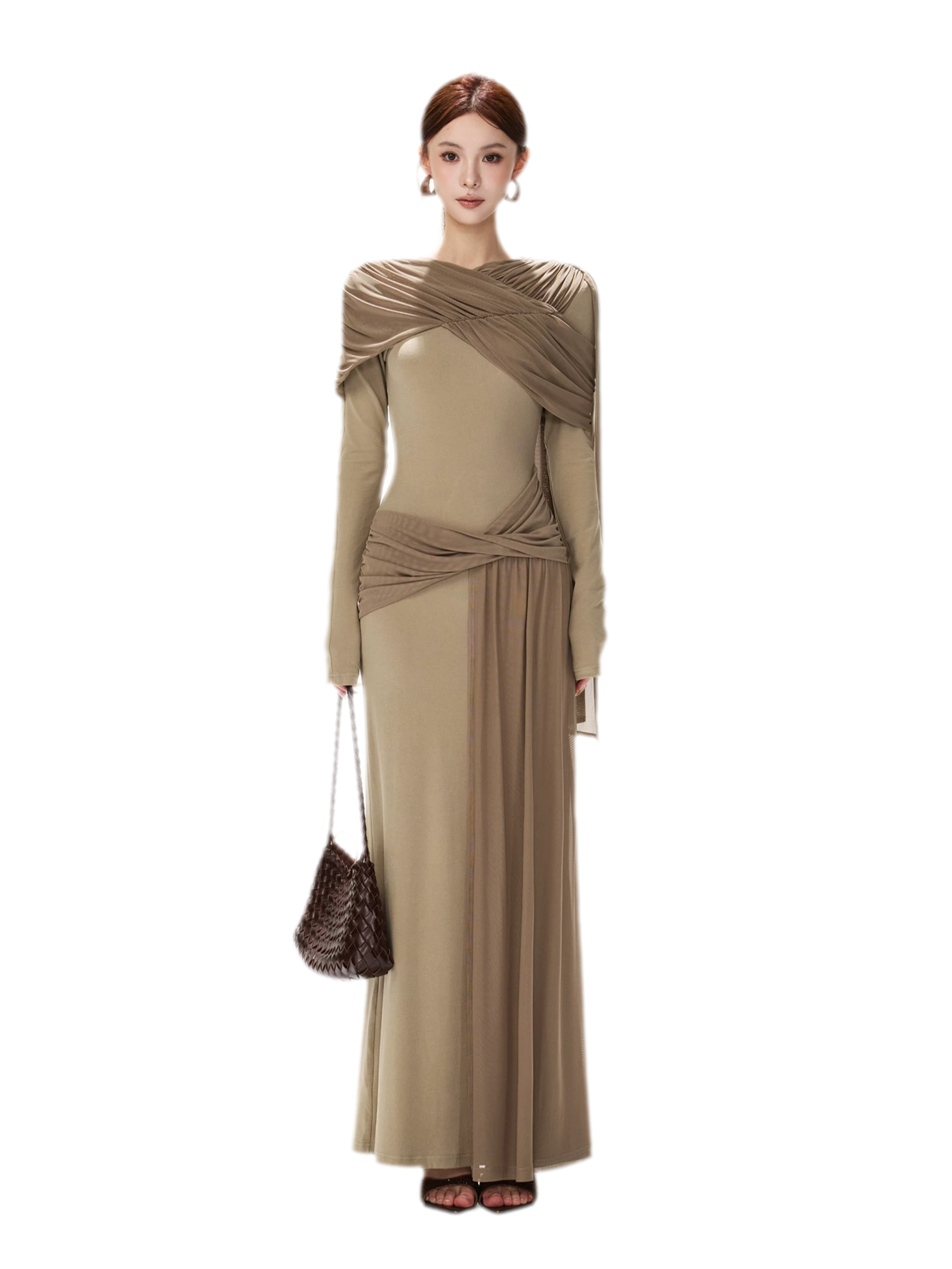 Contrast Sash Mermaid Knit Dress