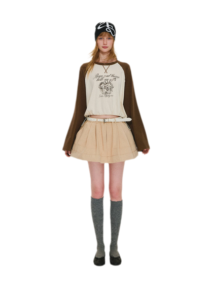 Cotton Raglan Cropped Long-Sleeve Top