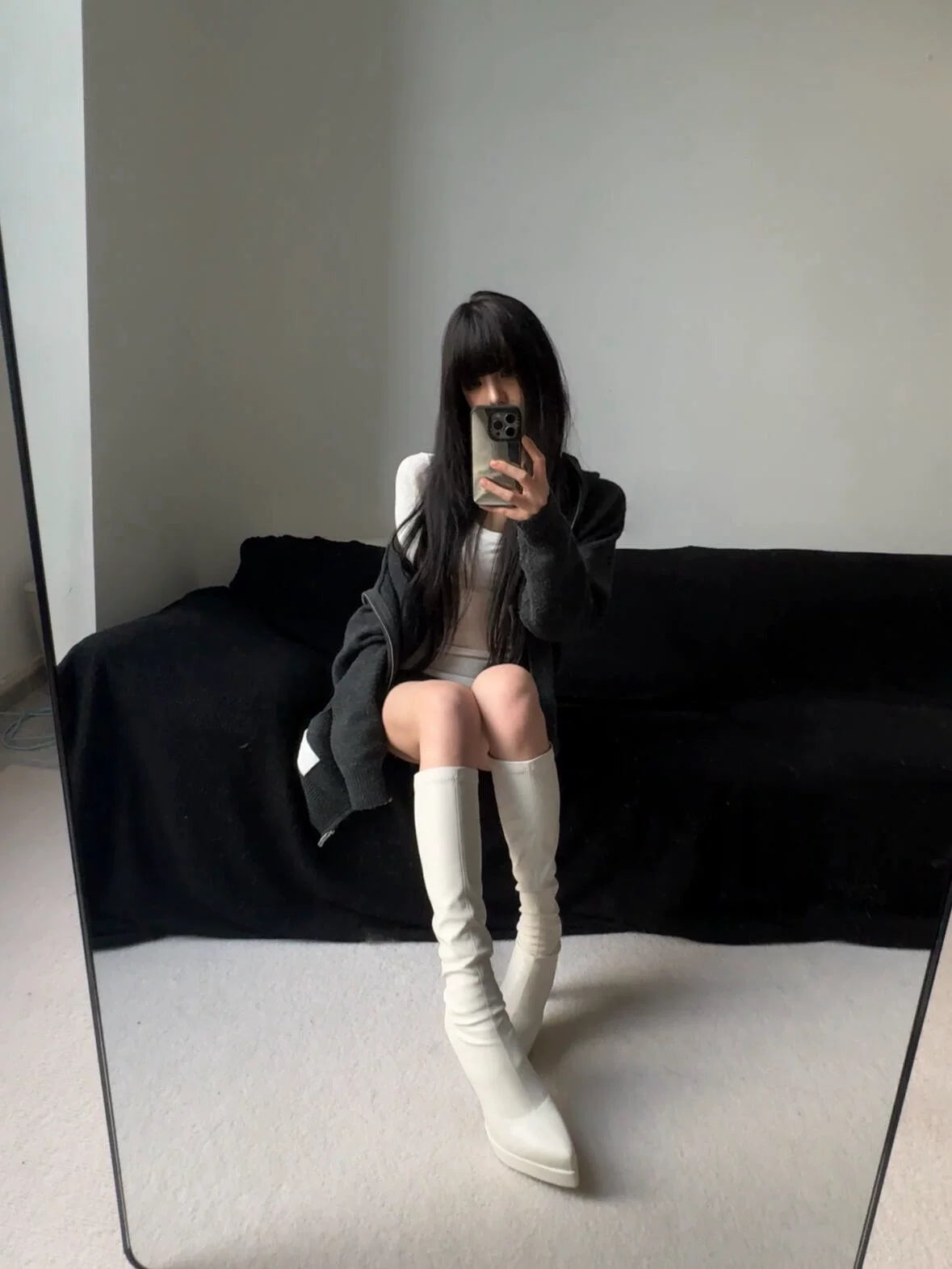Pointed-Toe Stretch Tall Boots