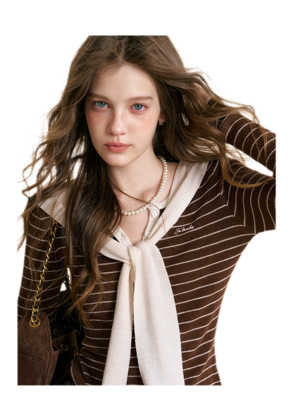 Wool Blend Shawl Knit Top