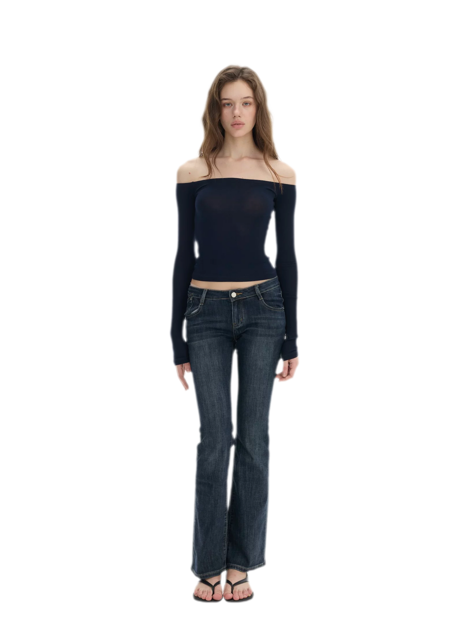 Stretch Low-Rise Flared Jeans