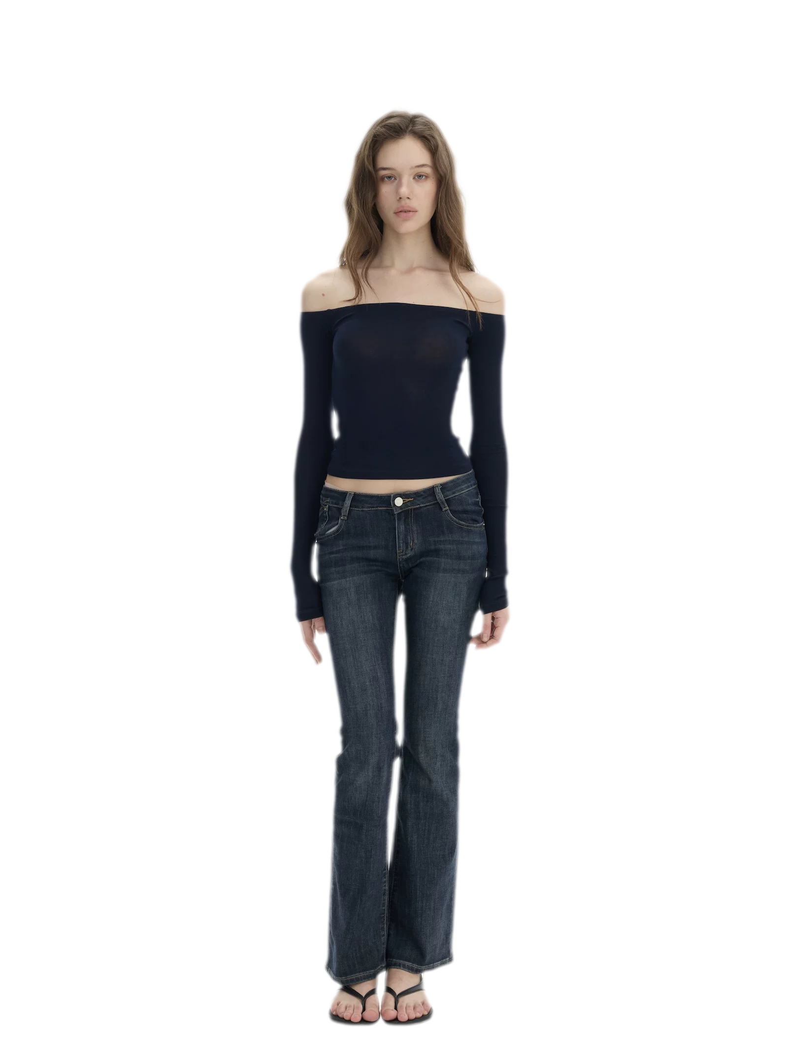 Stretch Low-Rise Flared Jeans