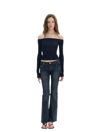 Stretch Low-Rise Flared Jeans
