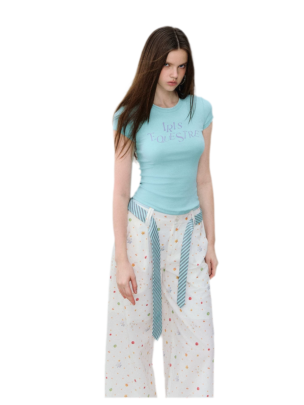 Tencel-Cotton Letter Print Slim T-Shirt