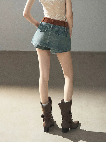 Washed Denim Jacket Skirt Set