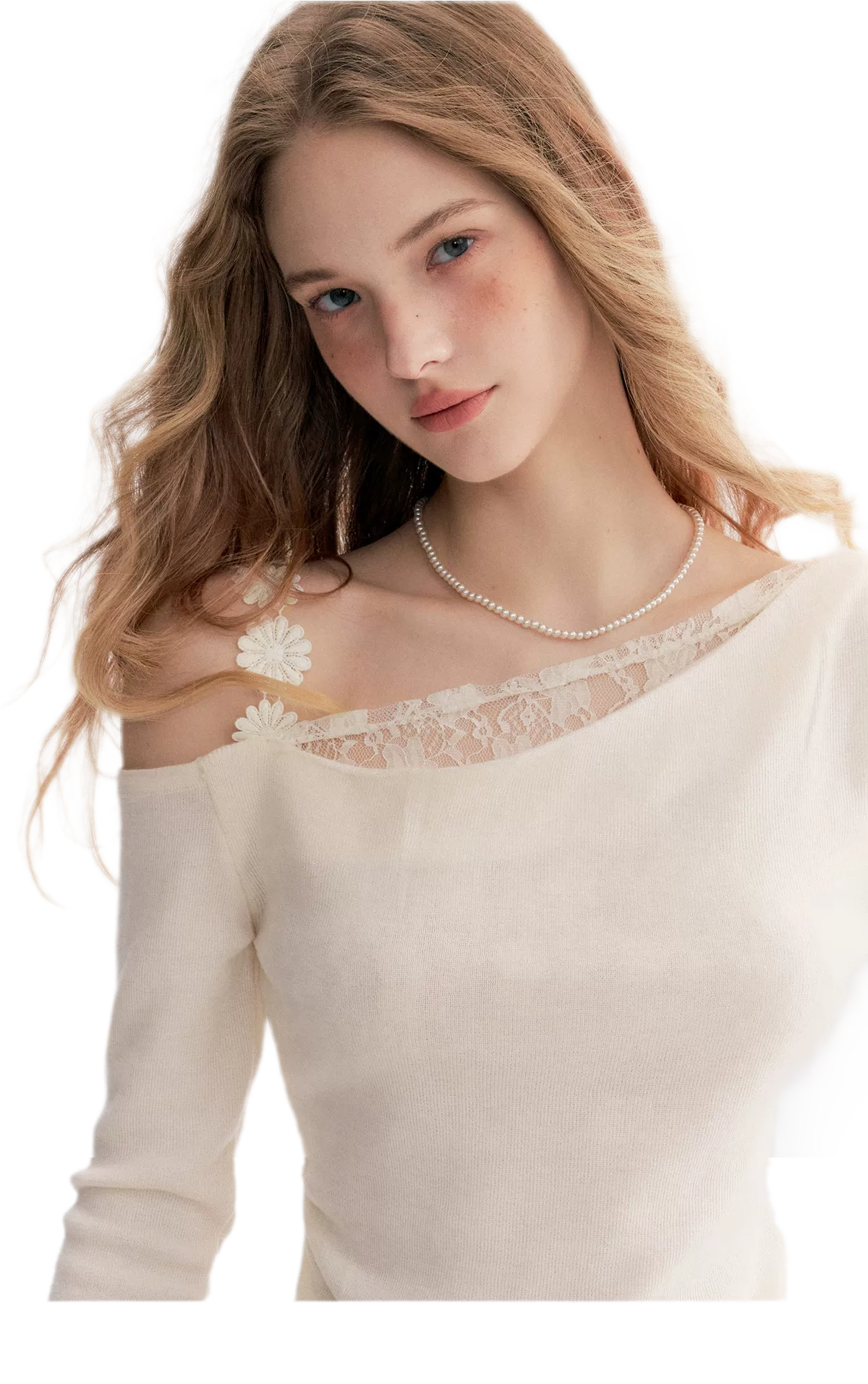 Lace Asymmetric Knit Top