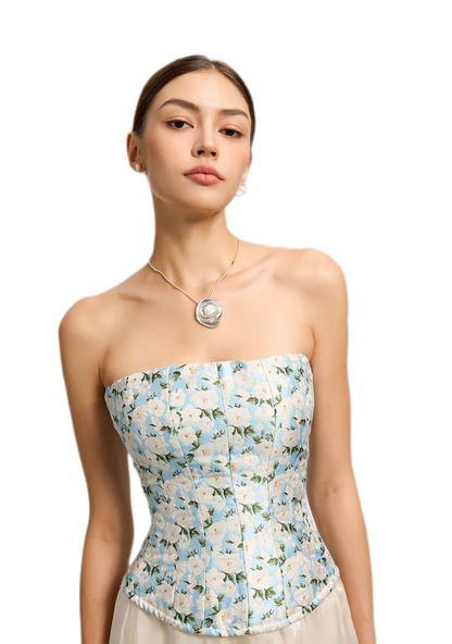 Jacquard Camellia Corset Top
