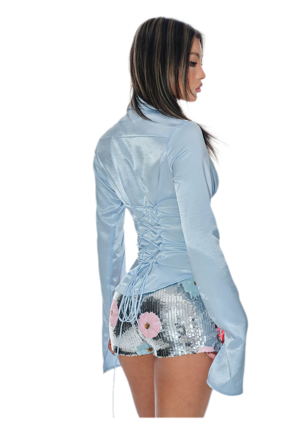 Satin Ruched Waist Blouse