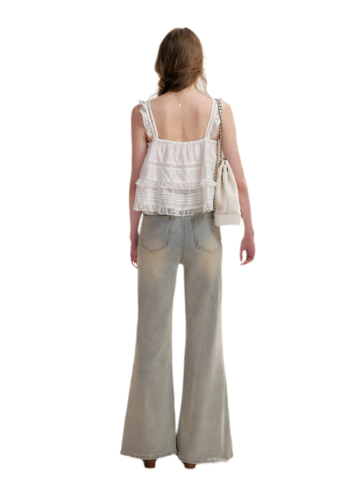 Five-Petal Sequin Flare Jeans