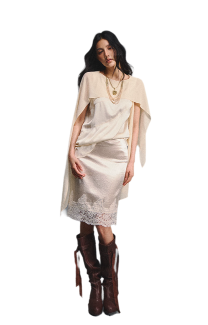 Sleeveless Satin Lace Set