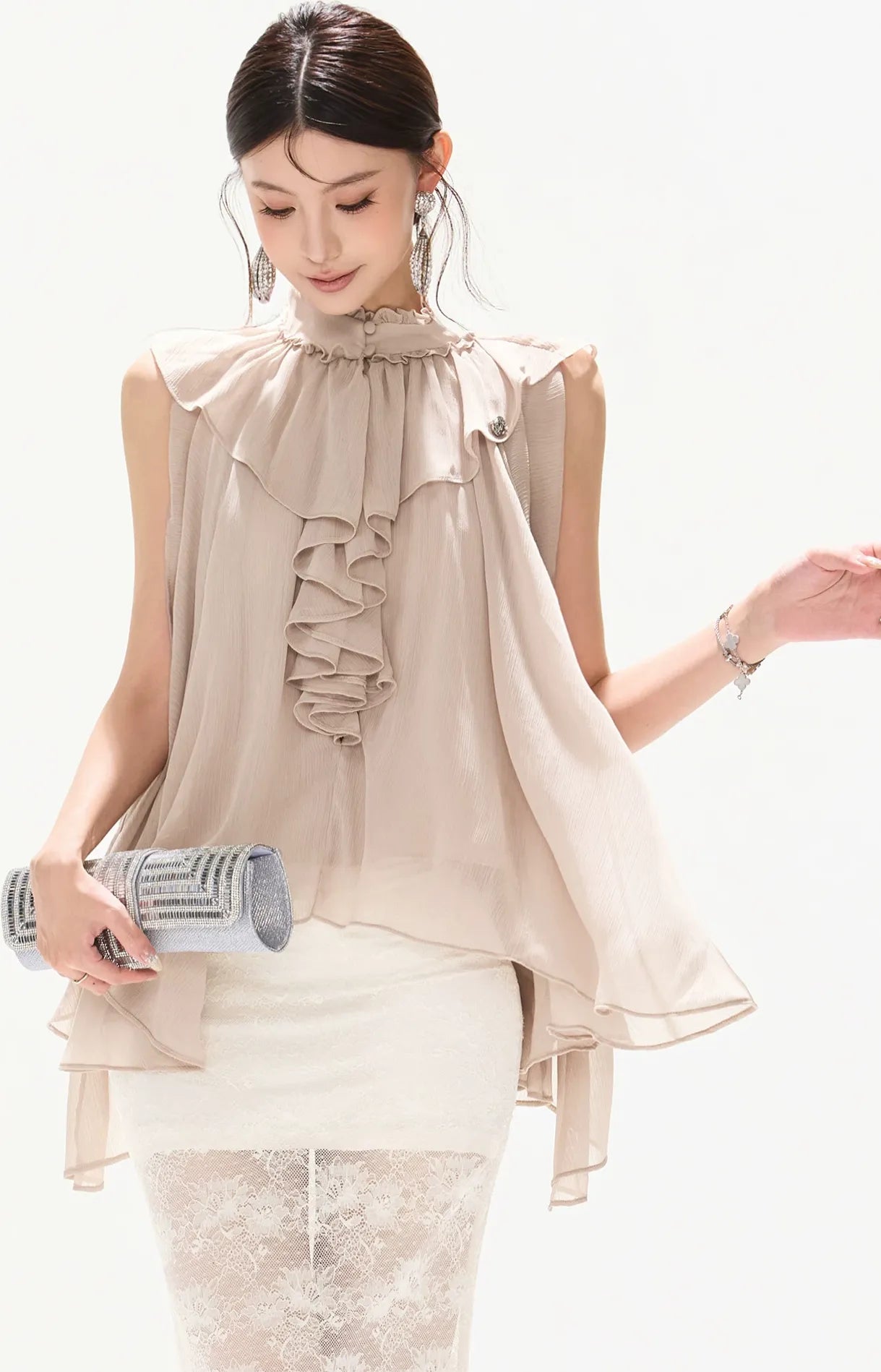 Ruffled Chiffon A-Line Top