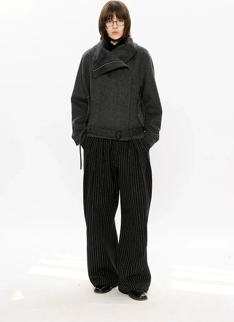 Merino Wool Cropped Belted Jacket