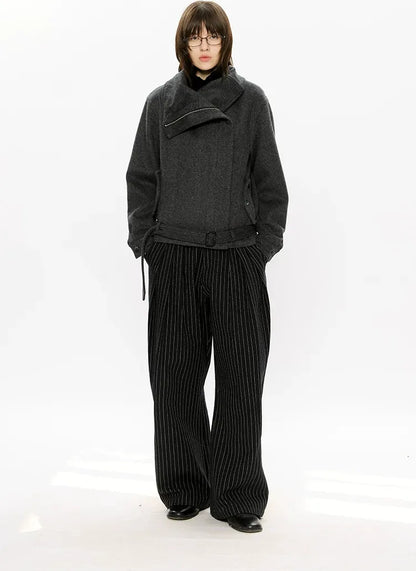 Merino Wool Cropped Belted Jacket