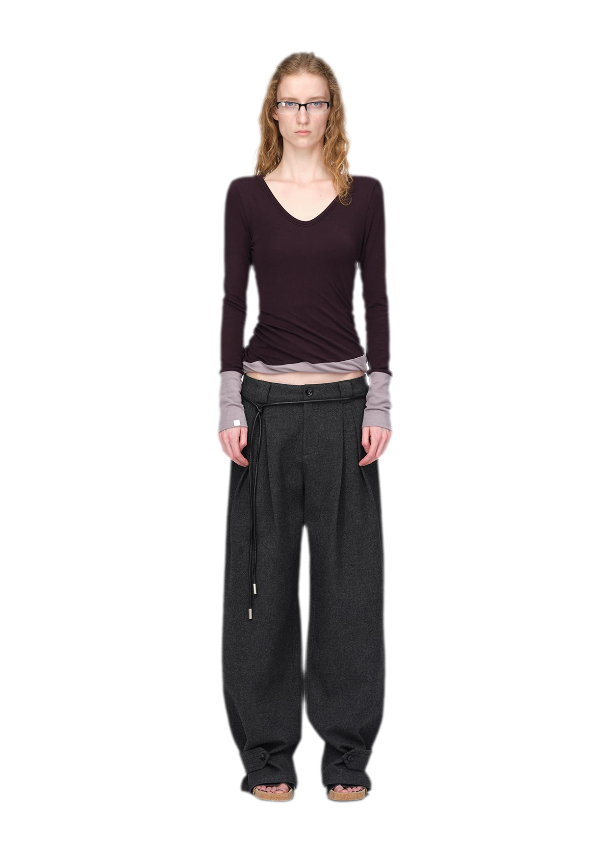 Woll-T-Shirt mit verdrehtem Color-Blocking