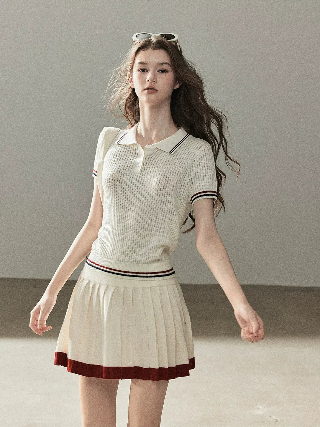 Ribbed Knit Polo Set