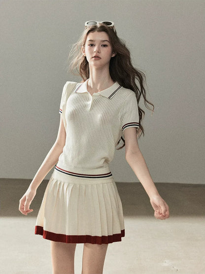 Ribbed Knit Polo Set