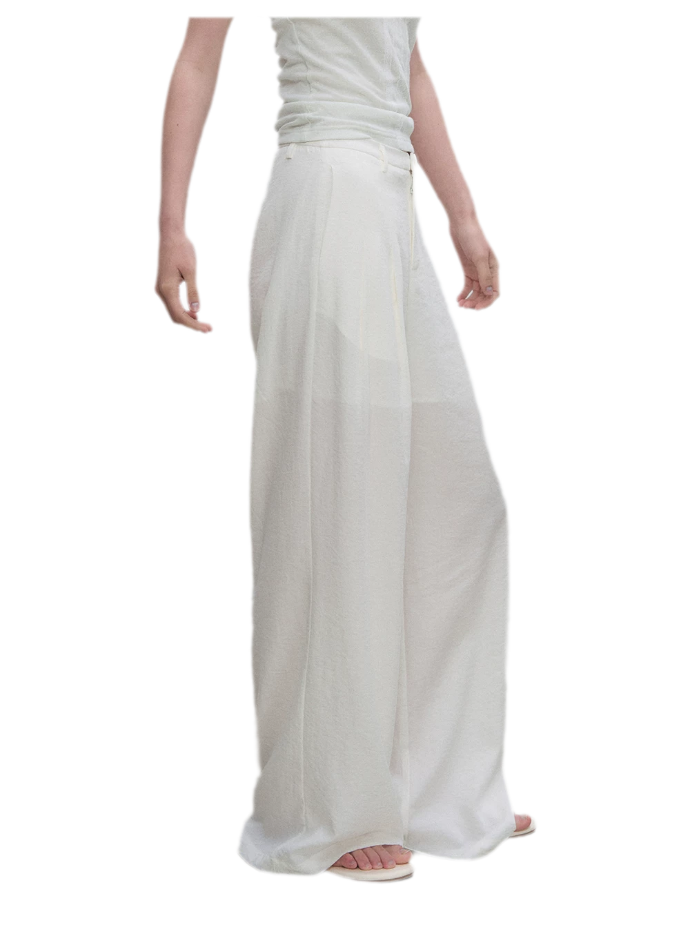 Textured Low-Waist Wide-Leg Trousers
