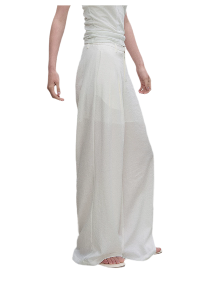 Textured Low-Waist Wide-Leg Trousers