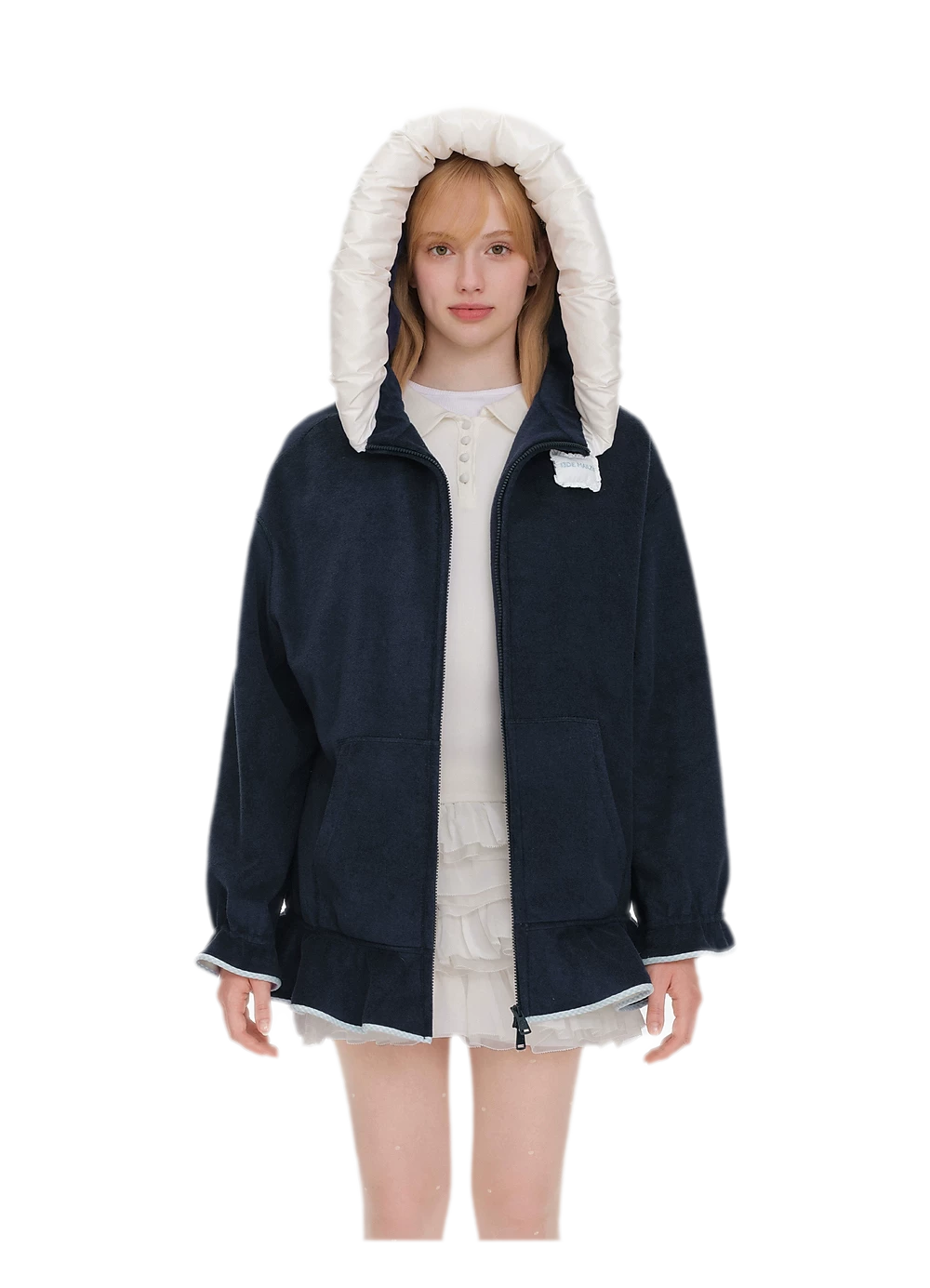 Plush Lace-Trimmed Bear Hoodie