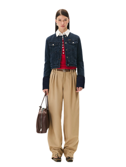Matte Pleated Wide-Leg Trousers