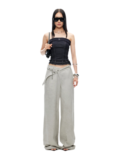 Wheat Ear Wide-Leg Casual Pants