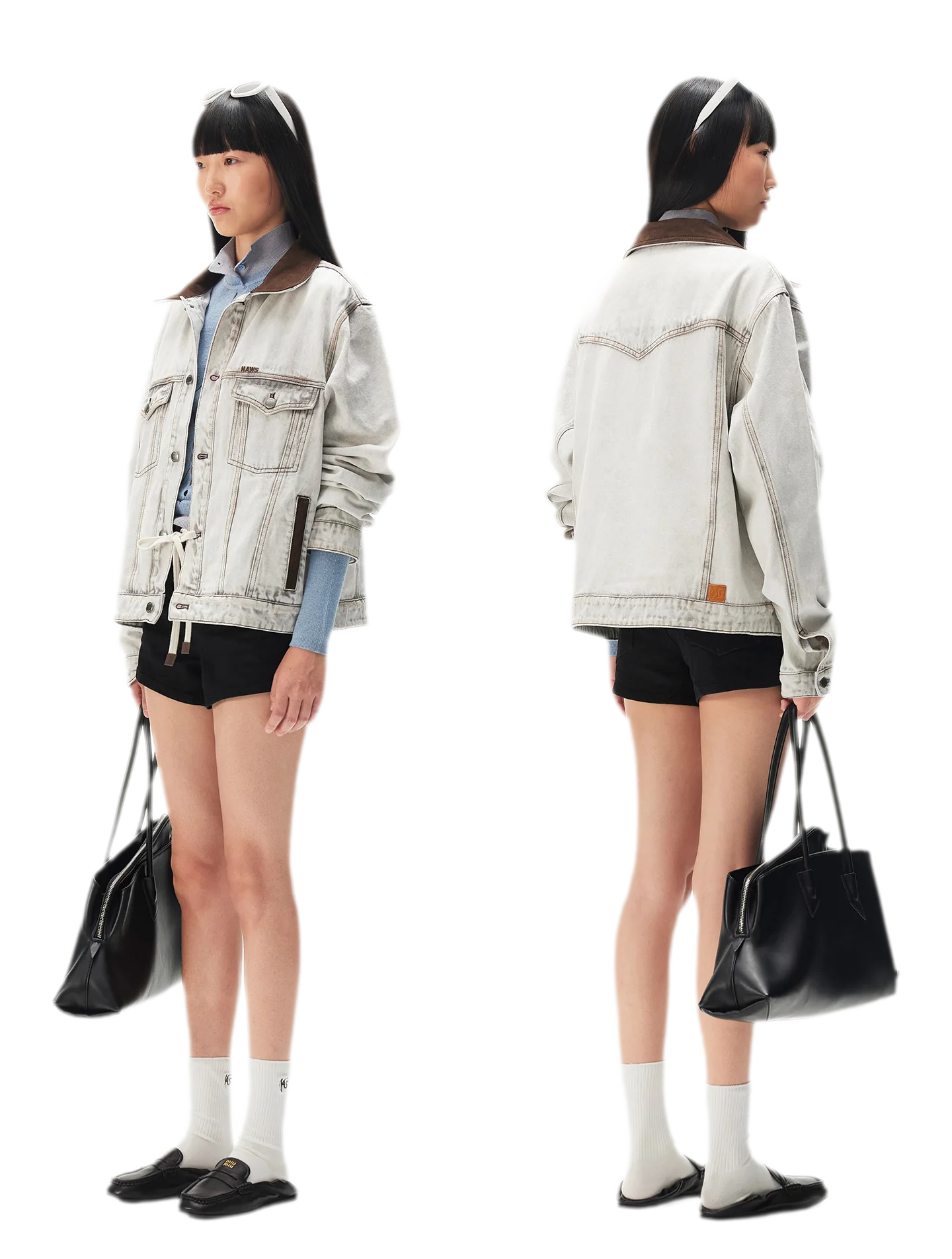 Enzyme Washed Suede-Panel Jacket