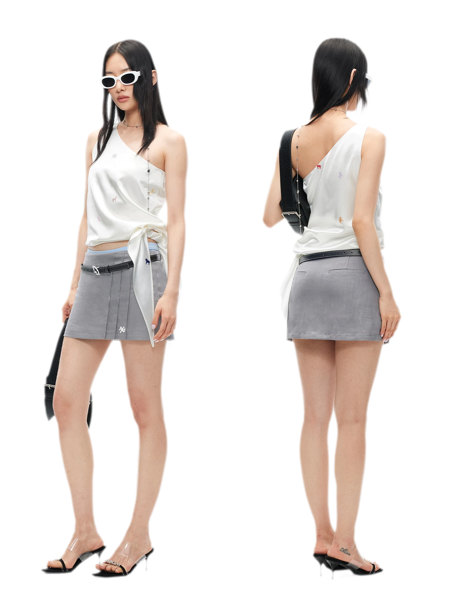 Acetate Satin Camisole with Horse Print