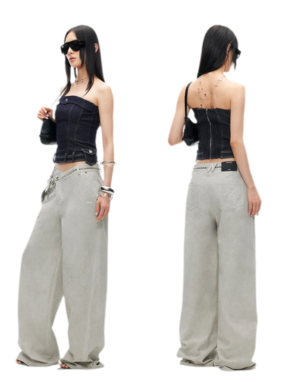 Wheat Ear Wide-Leg Casual Pants