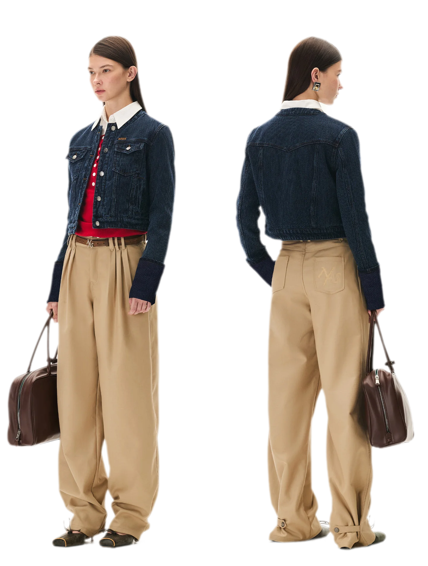 Matte Pleated Wide-Leg Trousers