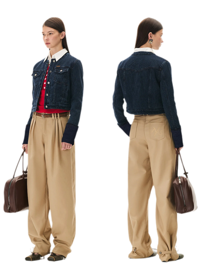Matte Pleated Wide-Leg Trousers