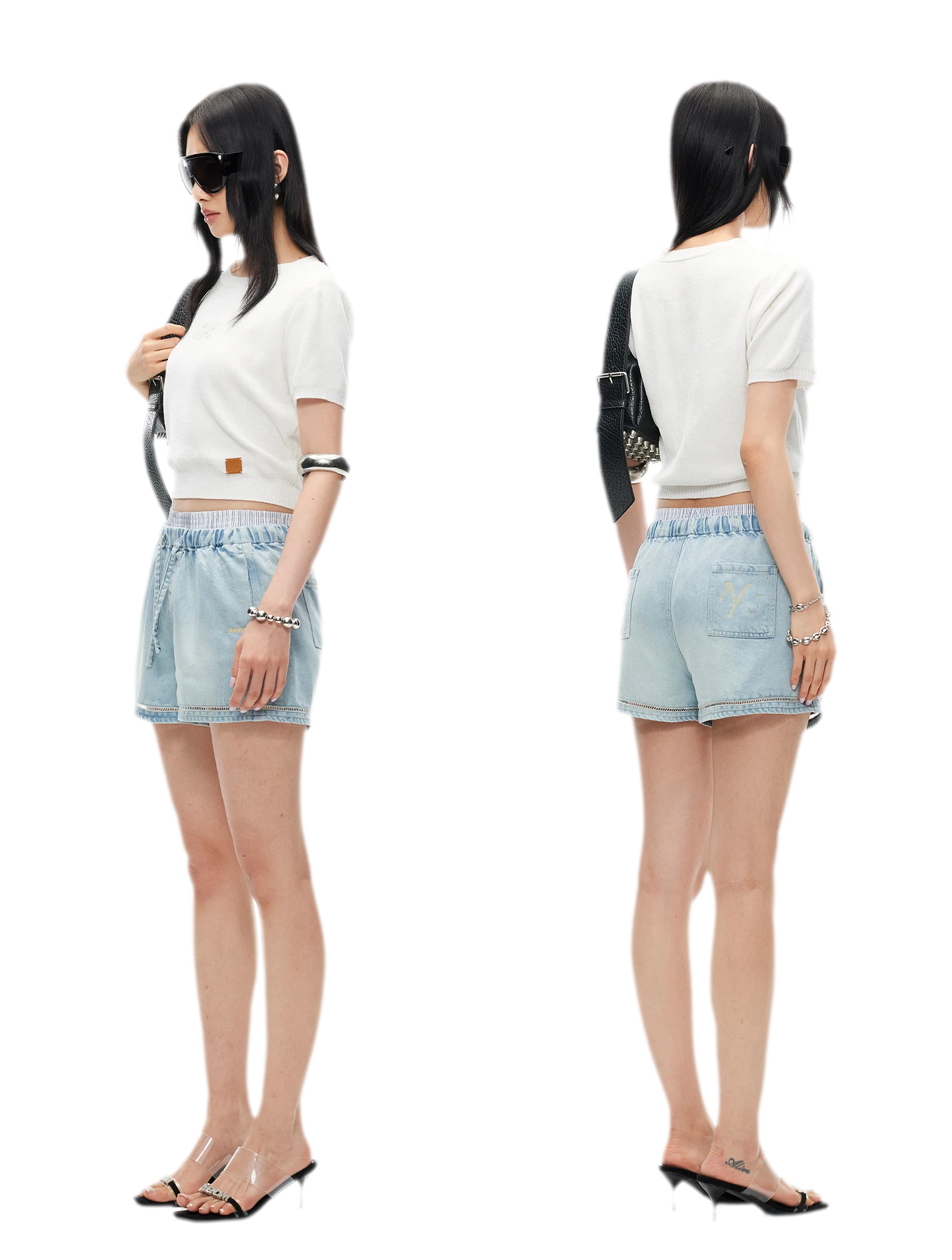 Lyocell Washed Denim Shorts