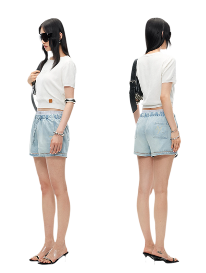 Lyocell Washed Denim Shorts