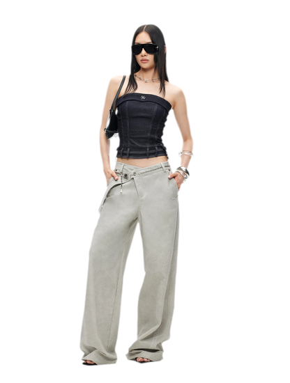 Wheat Ear Wide-Leg Casual Pants