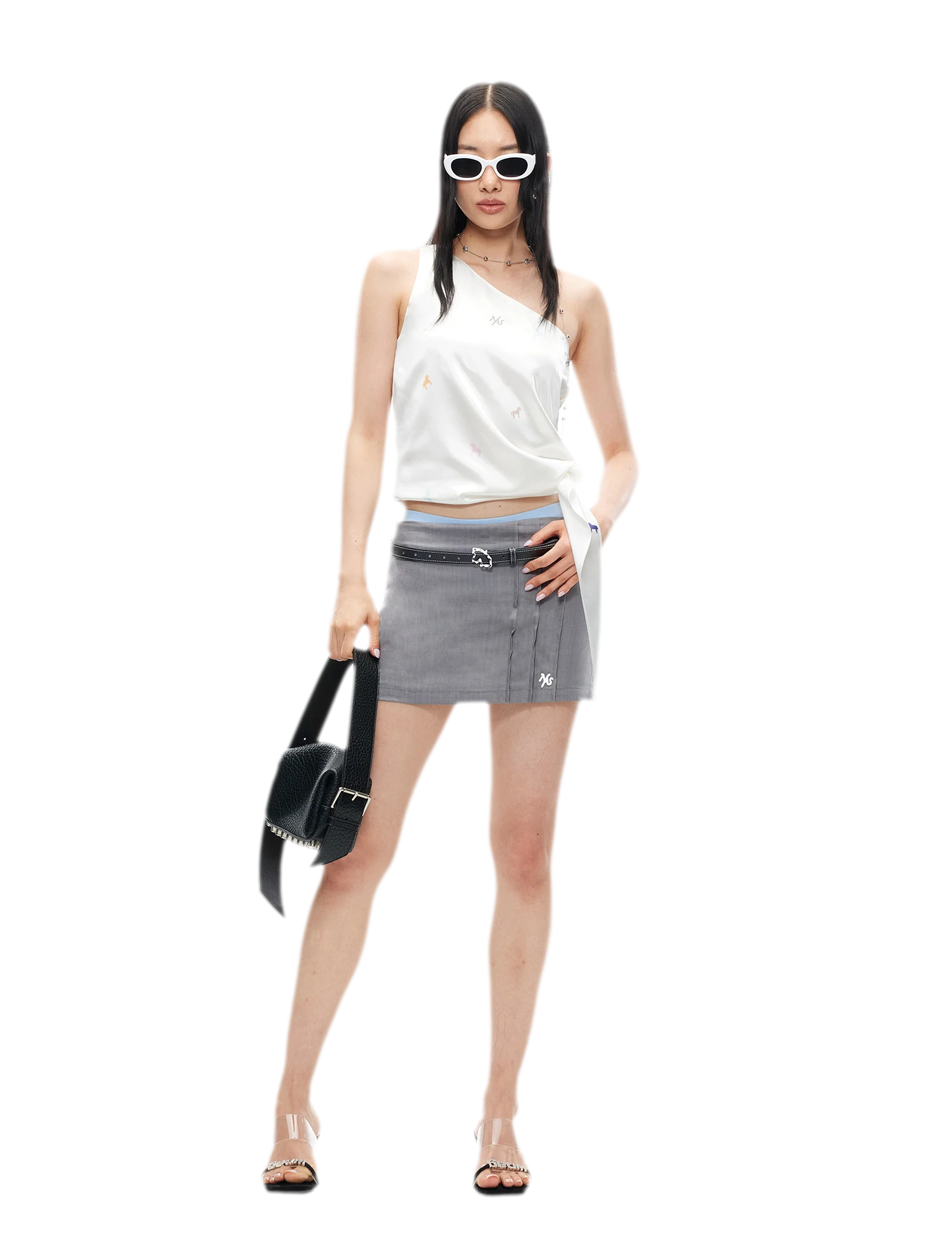 Acetate Satin Camisole with Horse Print