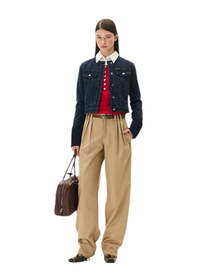 Matte Pleated Wide-Leg Trousers