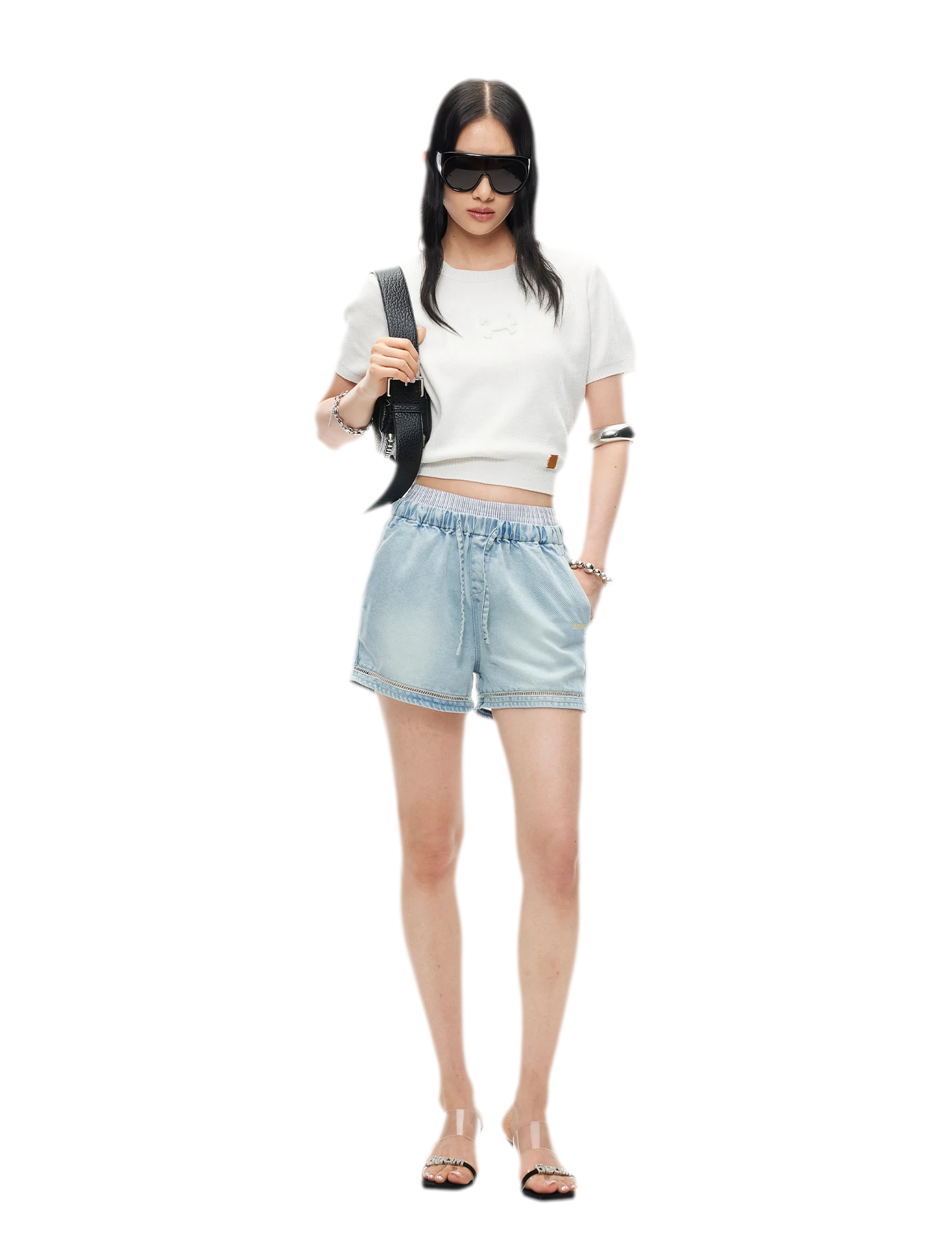 Lyocell Washed Denim Shorts