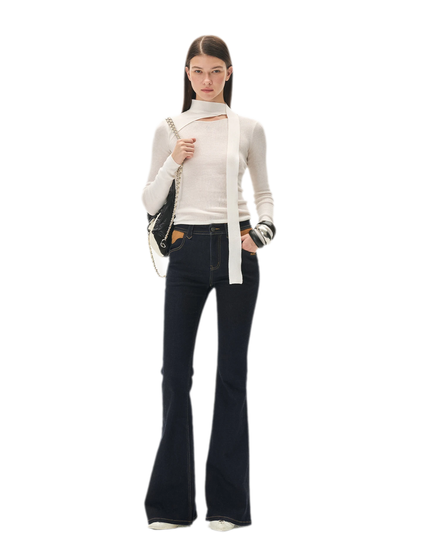 Cashmere Asymmetric Cutout Knit Top