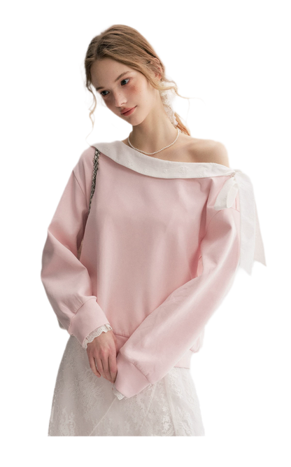 Balletcore Lace Collar Sweatshirt