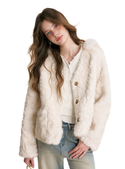 Detachable Scarf Plush Jacket