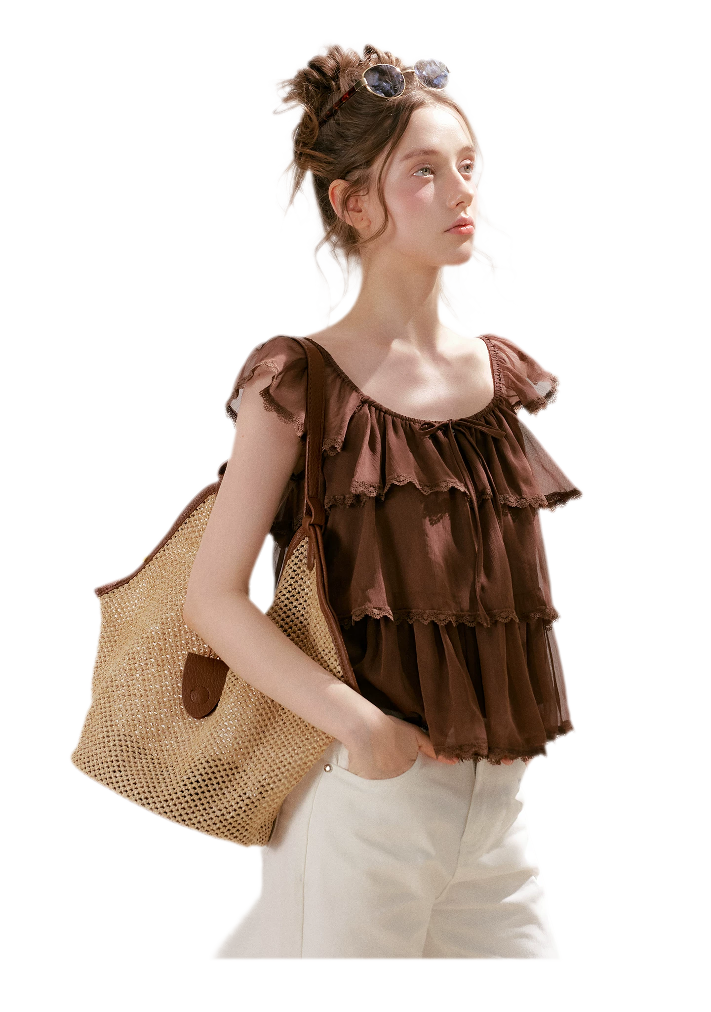 Tiered Ruffle Chiffon Blouse